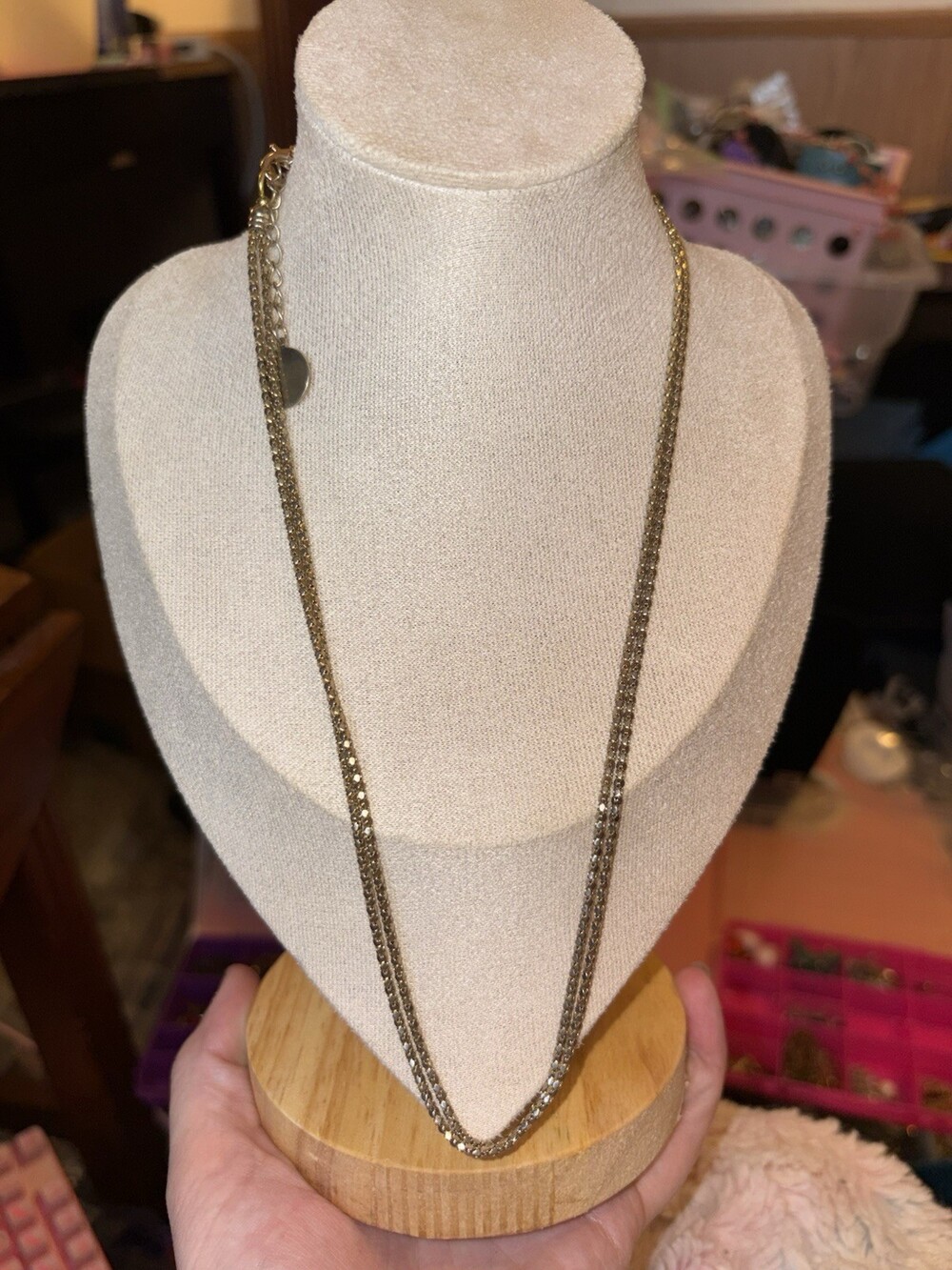 Long Mixed-Metal Multi-Strand Chain Necklace Gold Silver Gunmetal